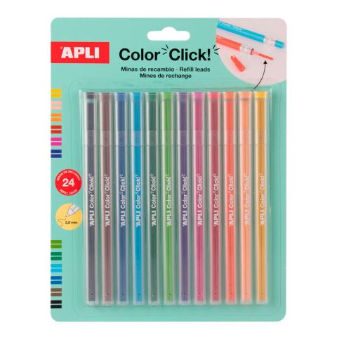 Náhradní tuhy pro vysunovací pastelky APLI 2x12 barev - 24ks Náhradní tuhy pro vysunovací pastelky APLI 2x12 barev - 24ks