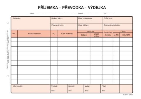Příjemka-převodka-výdejka A5 NCR OPT 87/ 100listů