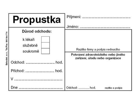 Propustky Baloušek A7 ET077 - nepropisující