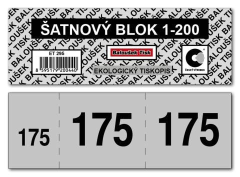 Šatnové bloky 1-200 - nepropisující