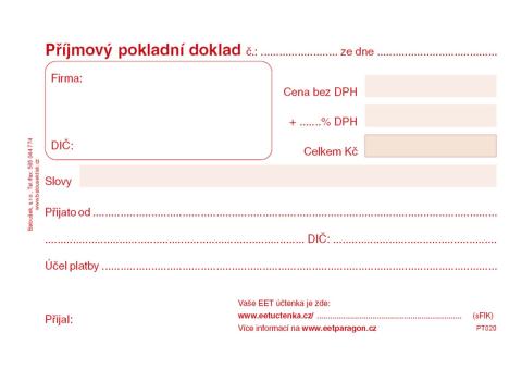 Příjmový pokl. doklad Baloušek NCR PT020 - propisující
