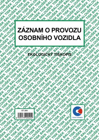 Záznam o provozu voz. osob. dopravy Baloušek A5 ET205 - nepropisující