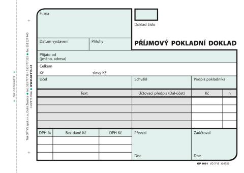 Příjmový pokl. doklad NCR 2x50 nečíslov. A6 OPT 91 - propisující
