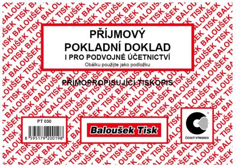 Příjmový pokl. doklad Baloušek A6 PT030 NCR pro podvoj. účetnictví - propisující
