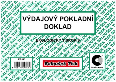 Výdajový pokladní doklad A6 Baloušek ET040 - nepropisující