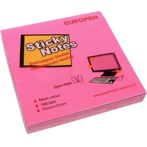 Lepicí blok Y 75x75/100l neon růžová