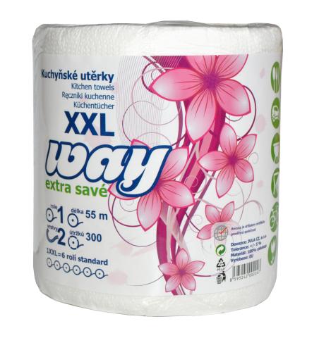 Utěrky kuchyňské Way XXL 2vrst., celulóza 55m/300útr.