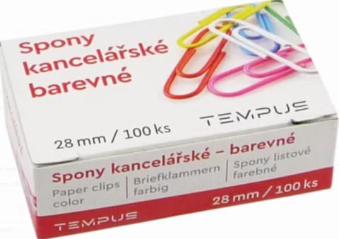 Dopisní spony barevné 100ks/28 mm