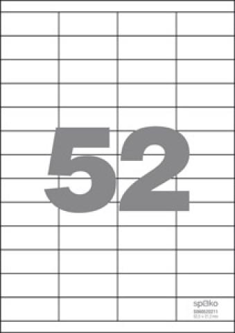 Etikety samolep. A4/ 52,5x21,2/100 listů