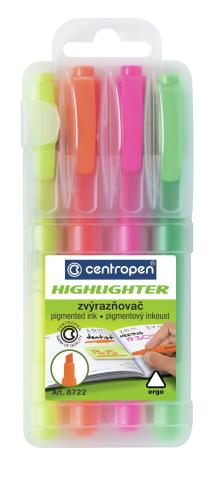 Zvýrazňovač Centropen 8722/4ks