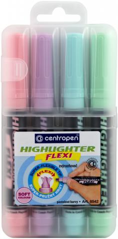 Zvýrazňovač Centropen 8542/4ks pastelové barvy