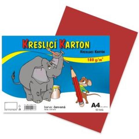 Kreslicí karton A4/180g/50lis červená