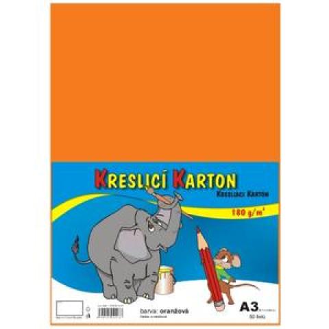 Kreslicí karton A3/180g/50lis oranžová