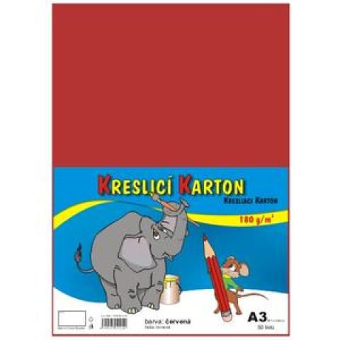 Kreslicí karton A3/180g/50lis červená