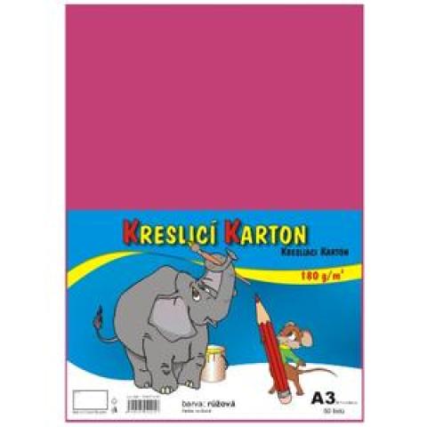 Kreslicí karton A3/180g/50lis růžová