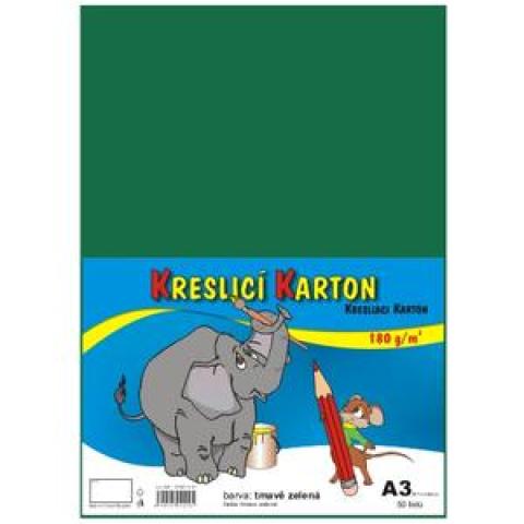 Kreslicí karton A3/180g/50lis tmavě zelená