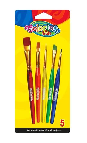 Štětec školní sada kulatý + plochý barevná sada 5ks COLORINO