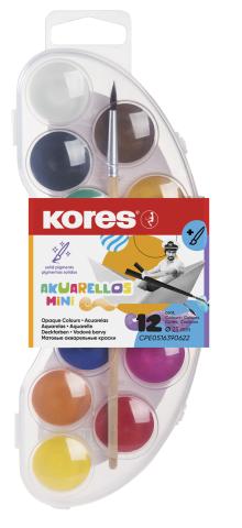 Barvy vodové KORES 25mm/12bar + štětec