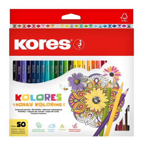 Pastelky KORES trojhranné Mandalas 50ks