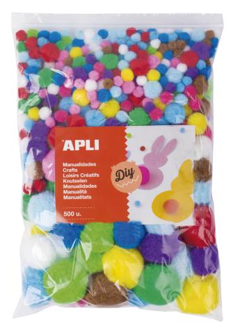 Pompony kuličky mix barev a velikostí JUMBO SET 500ks