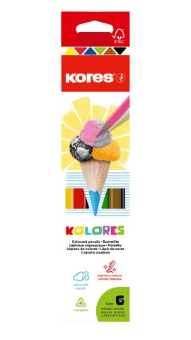 Pastelky KORES KOLORES trojhranné 6ks