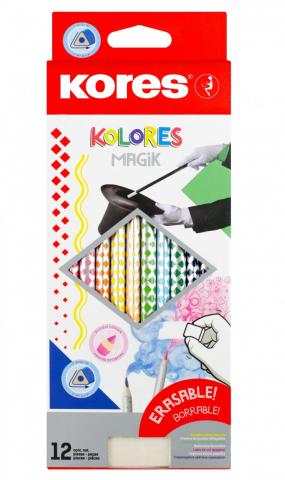 Pastelky KORES KOLORES Magik gumovací trojhranné 12ks