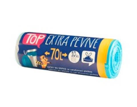Sáček do koše 70l/10ks HDPE silné zatahovací modré