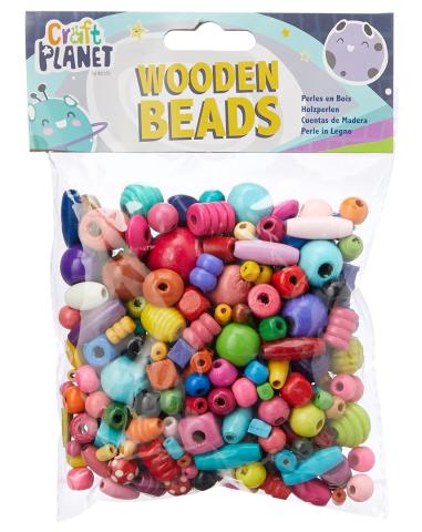 Korálky dřevěné barevné mix tvarů a velikostí/ 100g