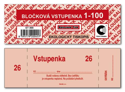 Vstupenky bločkové ET300 1-100