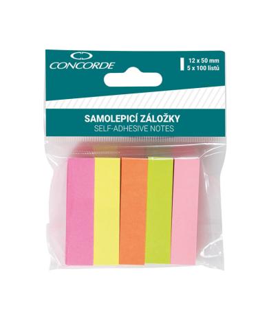 Lepicí záložky 12x50mm/5x100listů neonové Lepicí záložky 12x50mm/5x100listů neonové