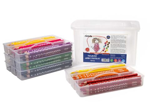 Pastelky RICO trojhranné JUMBO 5mm v úložném praktickém boxu 120ks