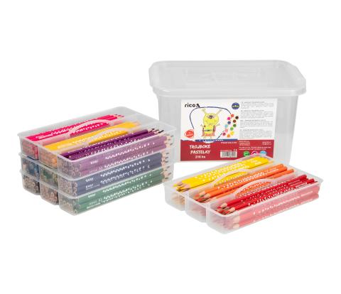Pastelky RICO trojhranné 3mm v úložném praktickém boxu 216ks