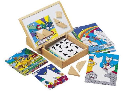 Hra Skládej tvary do obrázků Tangram magnetický