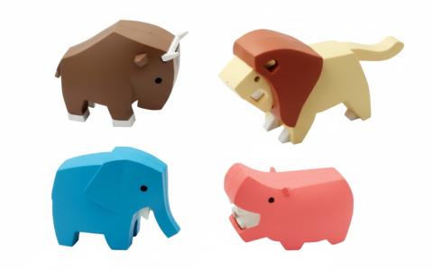 Magnetická skládácí 3D zvířátka sada 4ks Afrika