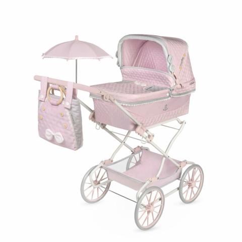 Skládací kočárek pro panenky se slunečníkem a doplňky Sophie - 90 cm
