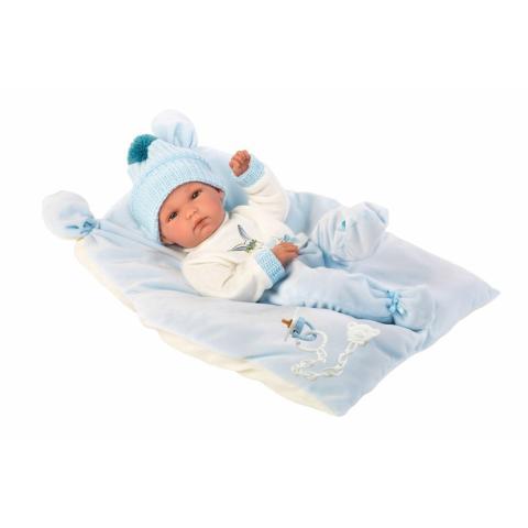Panenka NEW BORN 35cm miminko kluk na modré dece