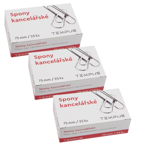 Dopisní spony Tempus 25ks 75 mm